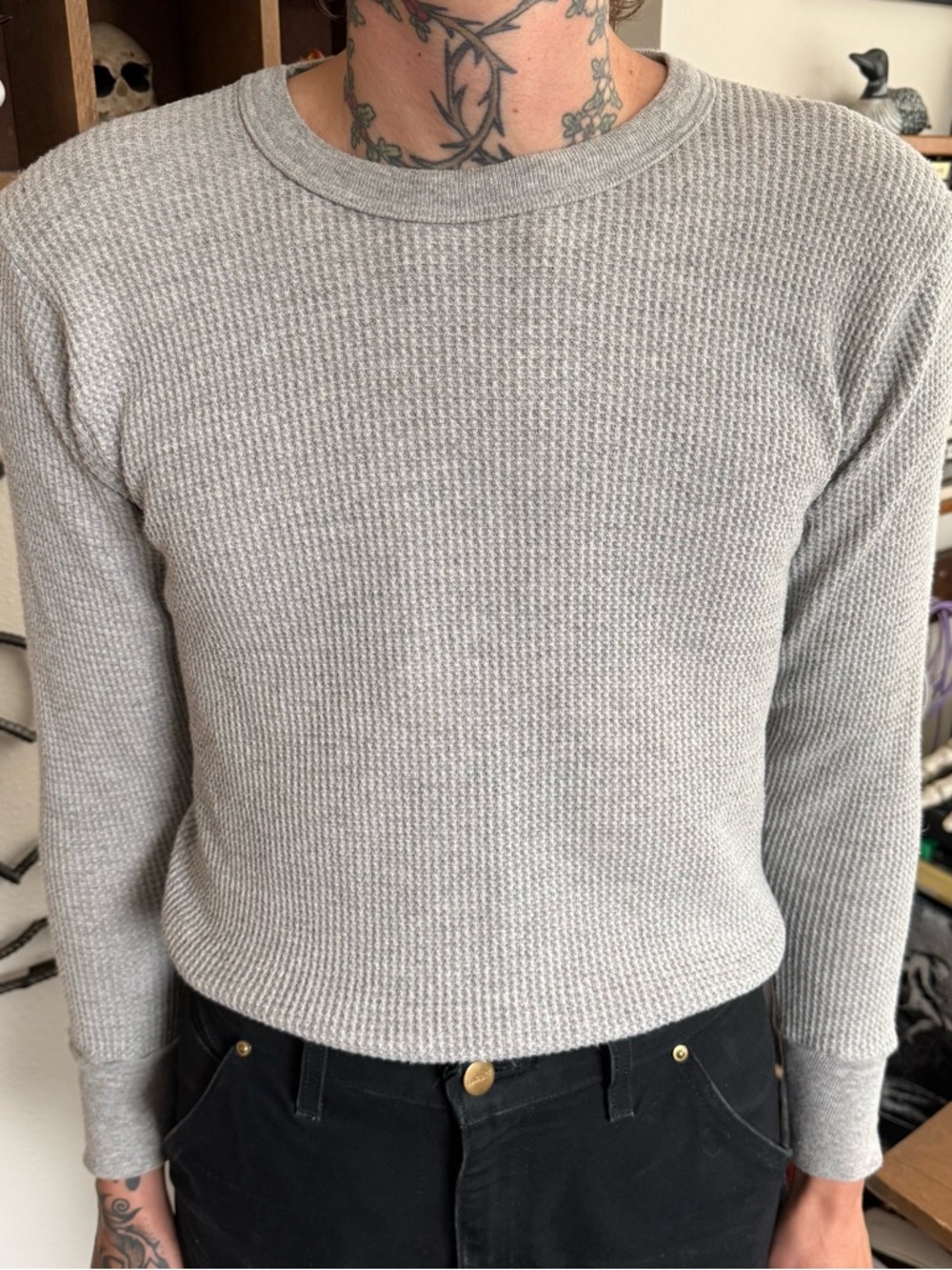 Vintage 2000s Gray Waffle Thermal ~ Size Small